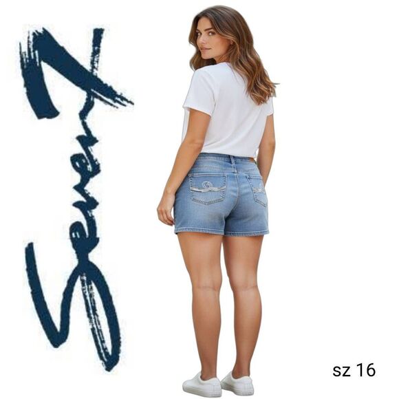 Seven 7 Brand Blue Denim Shorts - Picture 9 of 9